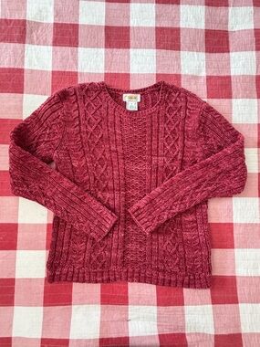 Talbots Raspberry Cable-Knit Crewneck Sweater women’s size S